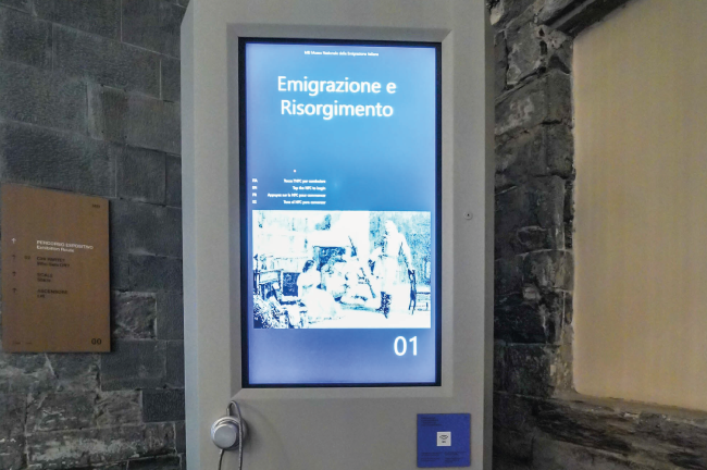 Emigration and the Risorgimento. View of the interactive installation of the Mei Emigration and the Risorgimento. View of the interactive installation of the Mei